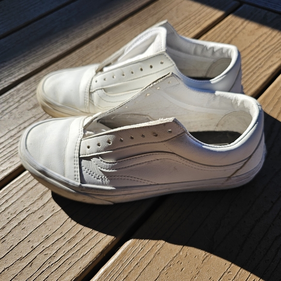 Vans Old Skool White Leather Unisex Shoe - Picture 1 of 5
